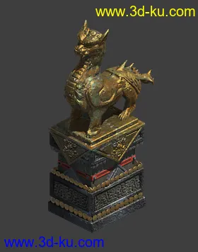 3D打印模型兽雕，带基座的图片