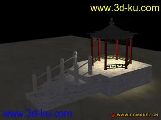 3D打印模型夜晚亭子的图片