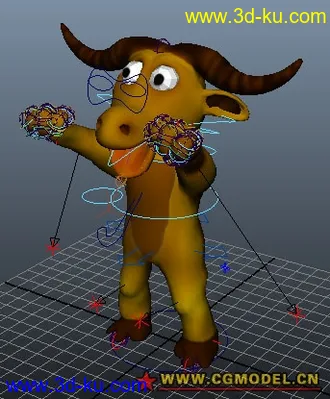 3D打印模型调动作用 牛  已经绑定的图片