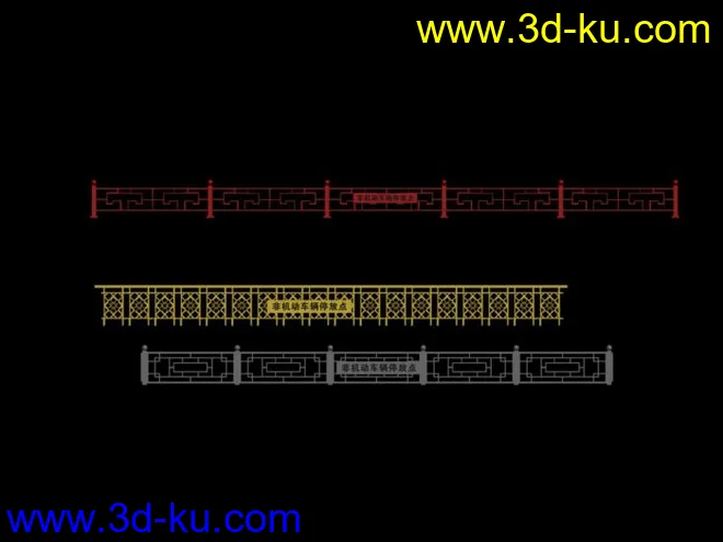 三种中国风栏杆模型的图片1