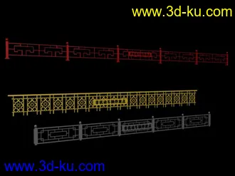3D打印模型三种中国风栏杆的图片