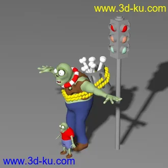 3D打印模型半仿植物大战僵尸里的丧尸的图片