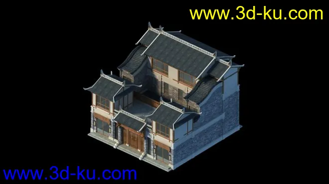 现代古建商业单体建筑模型的图片3