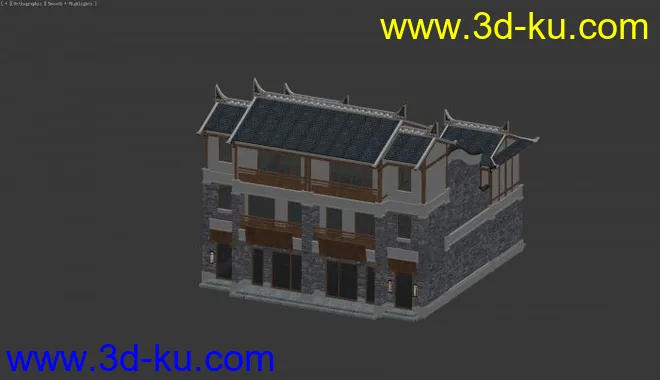 现代古建商业单体建筑模型的图片4