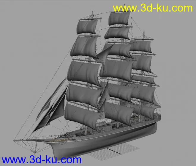 3D帆船模型下载的图片1