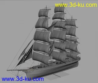 3D帆船模型下载的图片