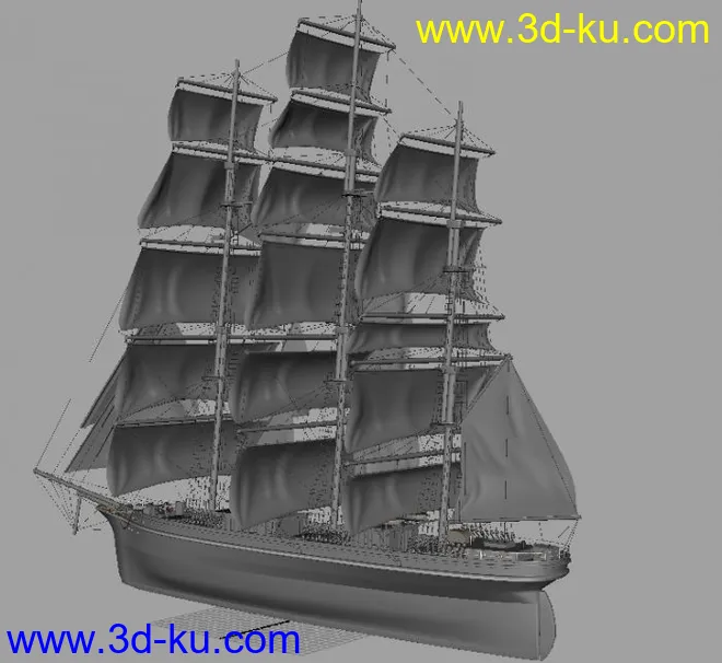 3D帆船模型下载的图片2