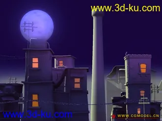 3D打印模型带灯光的卡通小镇的图片