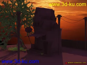3D打印模型不同时间段小屋的灯光~的图片