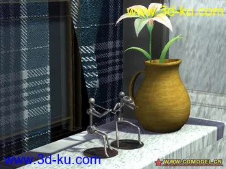 3D打印模型带材质的静物~窗台一角的图片