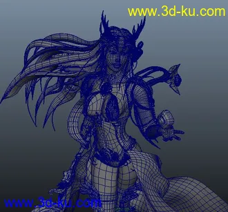 【超精细女神模型2人】maya素模美女2人细节丰富，布线均匀！！适合材质、棒骨、动...的图片