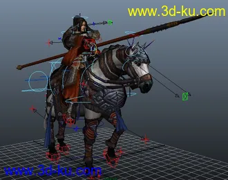 赵云游戏模型，骑马效果（有骨骼，有材质）的图片