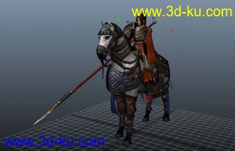赵云游戏模型，骑马效果（有骨骼，有材质）的图片