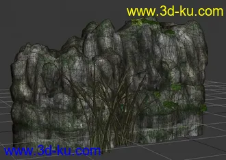 3D打印模型中国风——山及竹子，用于游戏或者影视场景背景的图片