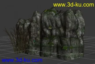 3D打印模型中国风——山及竹子，用于游戏或者影视场景背景的图片