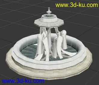 3D打印模型少女喷泉，低模写实材质，有法线贴图的图片