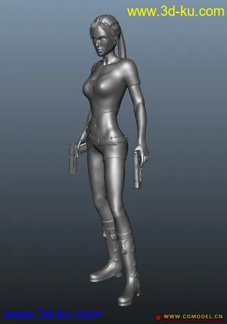 3D打印模型超性感精致的劳拉。含高精USP match手枪的图片