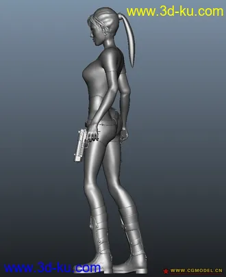 3D打印模型超性感精致的劳拉。含高精USP match手枪的图片
