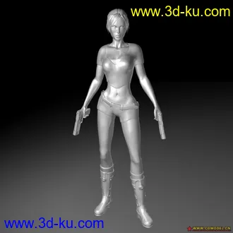 3D打印模型超性感精致的劳拉。含高精USP match手枪的图片