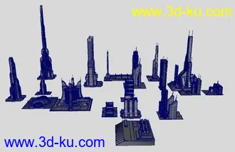 3D打印模型大师级科幻元素建筑合集第二部，未来城市建筑部件的图片