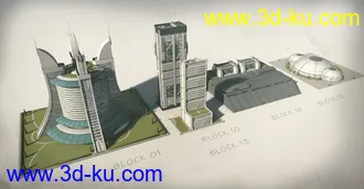 3D打印模型大师级科幻元素建筑合集第二部，未来城市建筑部件的图片