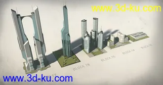 3D打印模型大师级科幻元素建筑合集第二部，未来城市建筑部件的图片