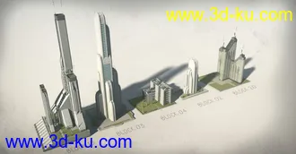 3D打印模型大师级科幻元素建筑合集第二部，未来城市建筑部件的图片