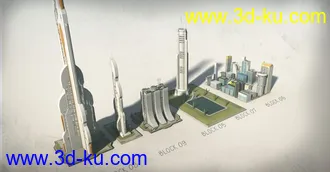 3D打印模型大师级科幻元素建筑合集第二部，未来城市建筑部件的图片