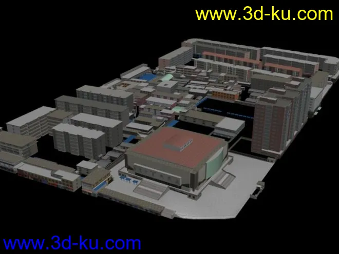 简模街区建筑（材质齐全）模型的图片1