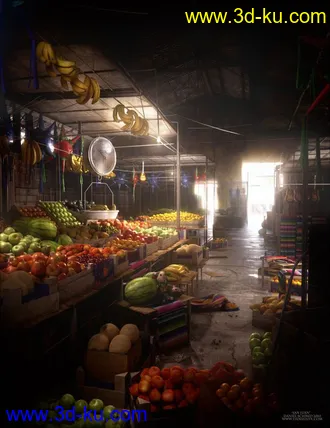 3D打印模型SanJuan_Tutorial_Project_files 水果摊 水果市场 货架 蔬菜 水果 市场的图片