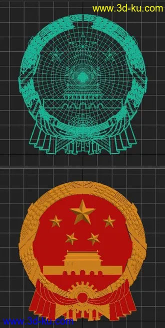 以前做的国徽，有细节非贴图模型，发上来大家分享的图片