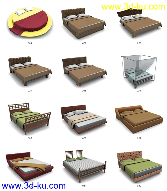 各种床，双人的，单人的，上下铺，婴儿床，摇篮。。。模型的图片1