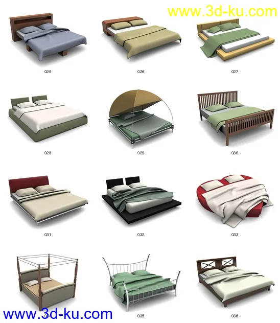 各种床，双人的，单人的，上下铺，婴儿床，摇篮。。。模型的图片5