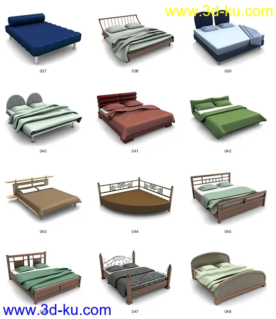 各种床，双人的，单人的，上下铺，婴儿床，摇篮。。。模型的图片6