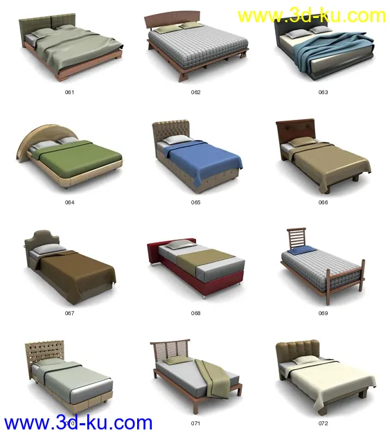 各种床，双人的，单人的，上下铺，婴儿床，摇篮。。。模型的图片8