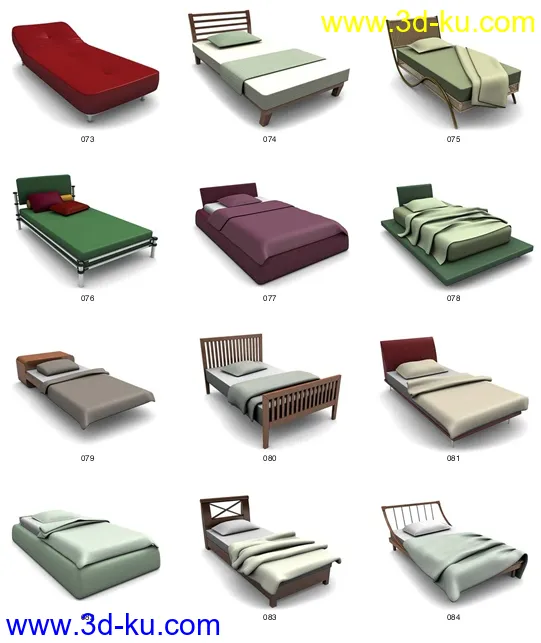 各种床，双人的，单人的，上下铺，婴儿床，摇篮。。。模型的图片9