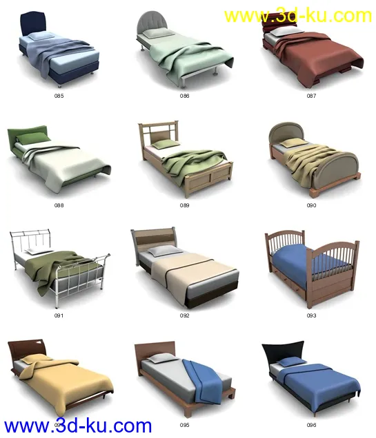 各种床，双人的，单人的，上下铺，婴儿床，摇篮。。。模型的图片10