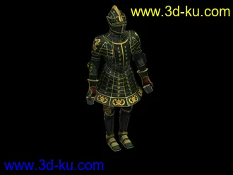 中世纪武士模型，全身盔甲。的图片