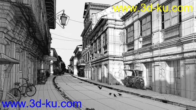 这是一款中国风格老街道建筑模型的图片2