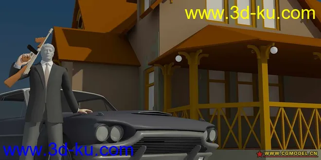 ****character(biped+skin)+car+gun+house*********模型的图片1