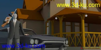 3D打印模型****character(biped+skin)+car+gun+house*********的图片