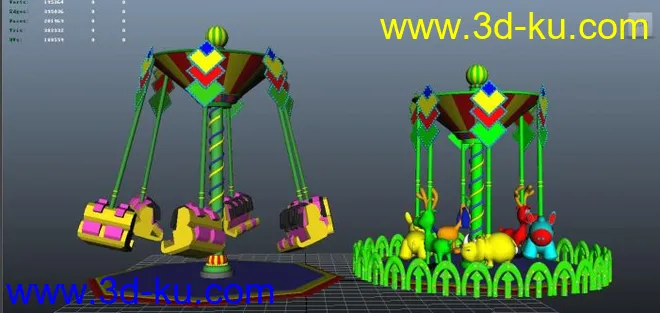飞椅模型，两个版本，适合游乐设备使用。的图片2