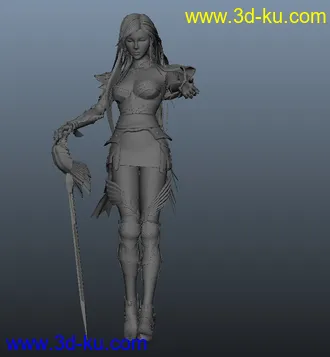 3D打印模型超酷女剑士无圆滑的图片