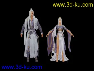3D打印模型剑三男女角色一对的图片