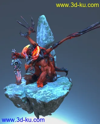 3D打印模型断剑恶魔渲染的图片