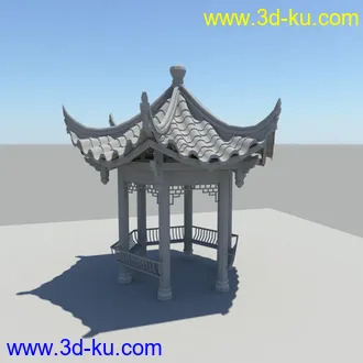 3D打印模型古代建筑，客栈，亭子的图片