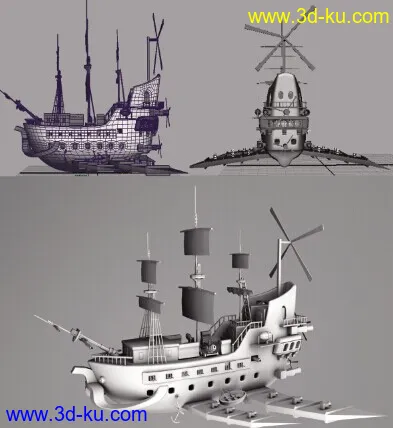 初学MAYA 做的一艘船模型的图片1
