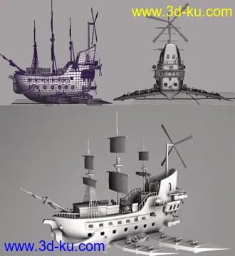 3D打印模型初学MAYA 做的一艘船的图片