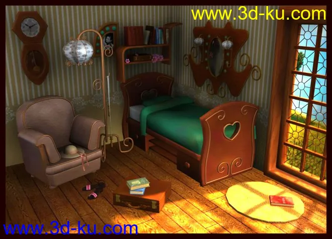 一款卧室的室内模型的图片1