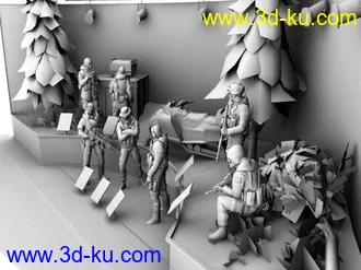 3D打印模型现代战士人物和简单场景的图片